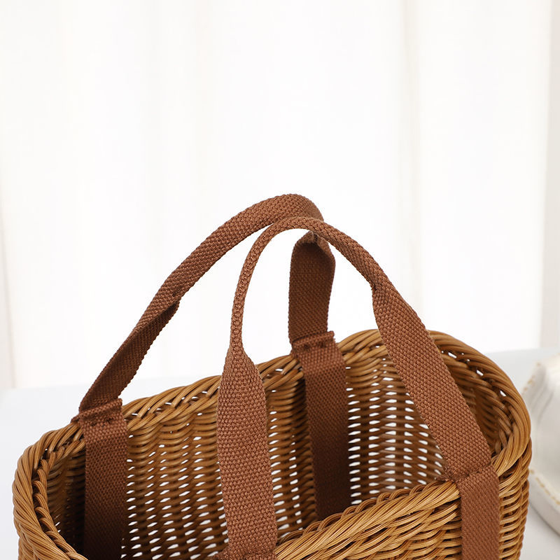 カゴバッグ 天然素材編み込み親子セットハンドバッグ