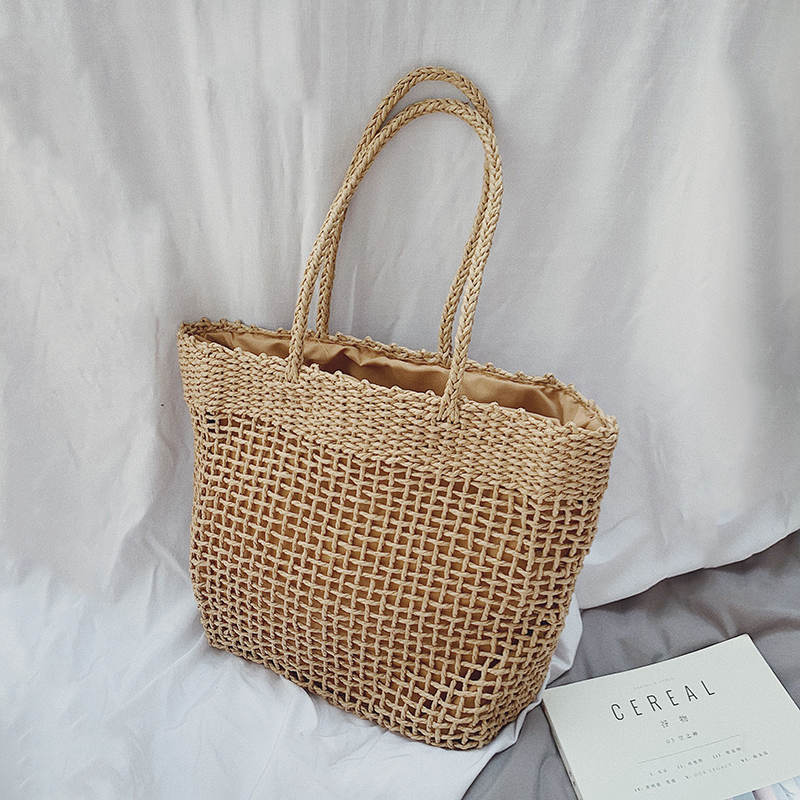 カゴバッグ 網目編み天然素材トートバッグ