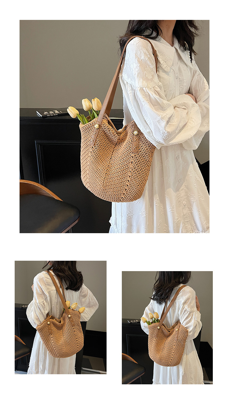 カゴバッグ 優美な編み目 チューリップトート