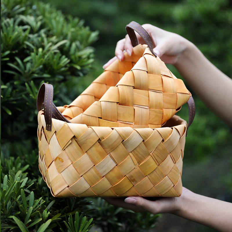 カゴバッグ 天然素材編み込み収納ハンドバッグ