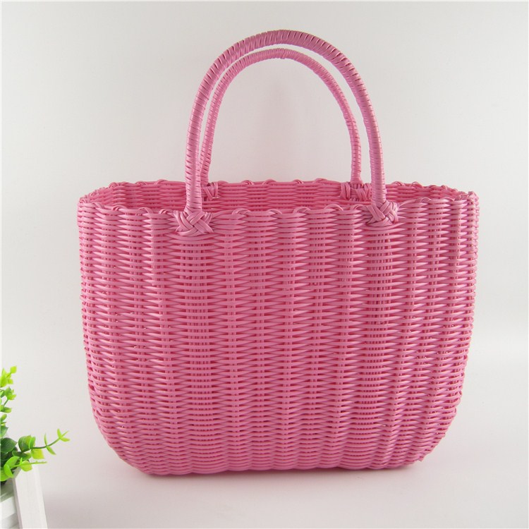 カゴバッグ 手編み風ラタン調カゴバッグ