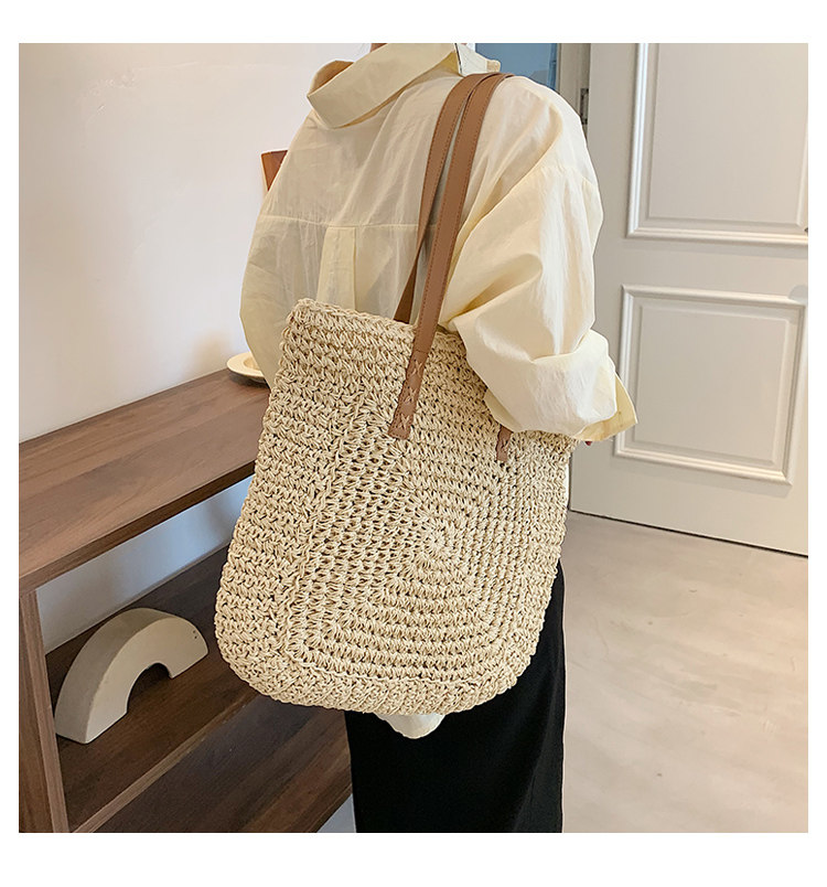 カゴバッグ 渦巻き編み込みラウンド型トート