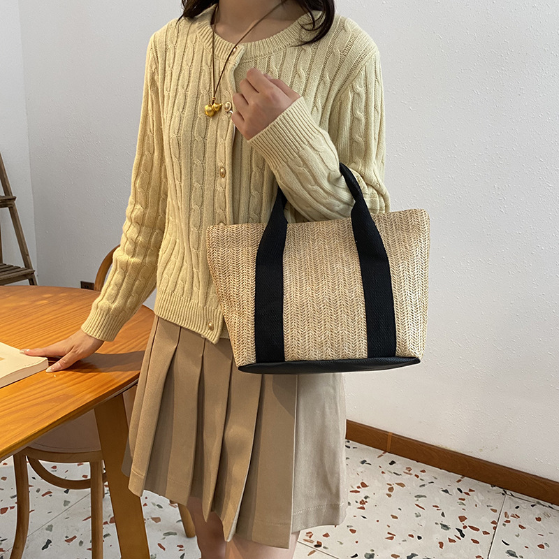 カゴバッグ ナチュラル木手トートバッグ