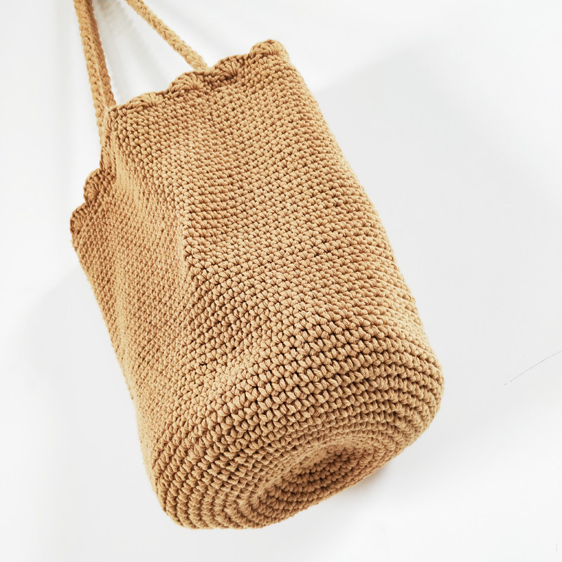 手編み風円筒型ショルダーカゴバッグ