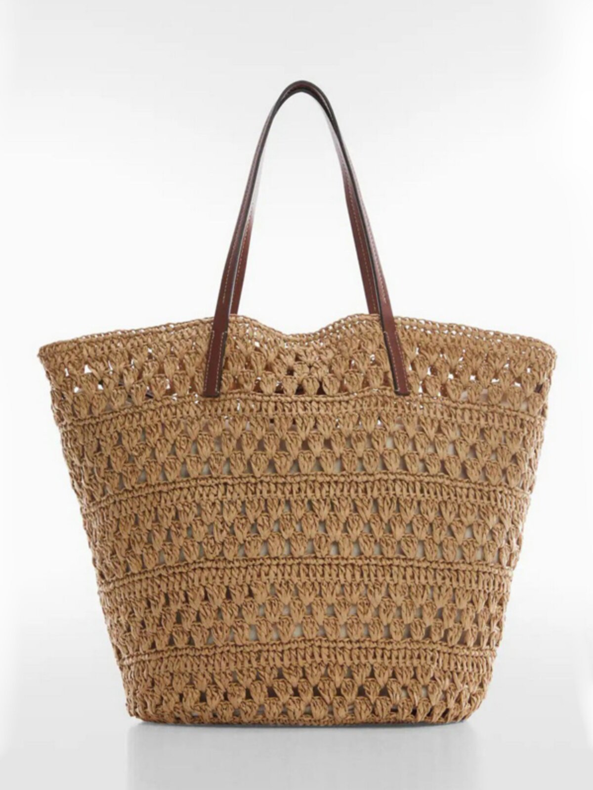 カゴバッグ 透かし編みが涼しげな天然素材のトート型バッグ