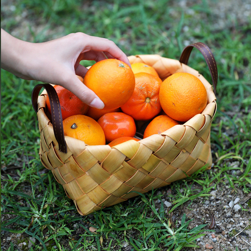 カゴバッグ 天然素材編み込み収納ハンドバッグ