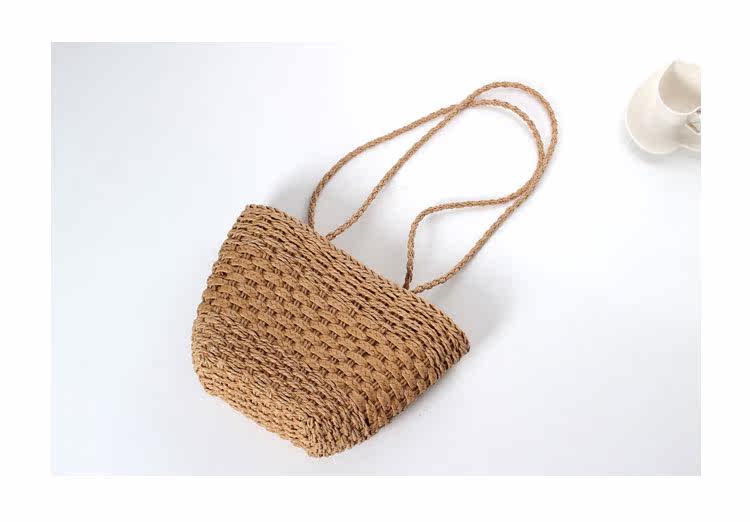 カゴバッグ 編み込み細工の台形ハンドバッグ型カゴバッグ