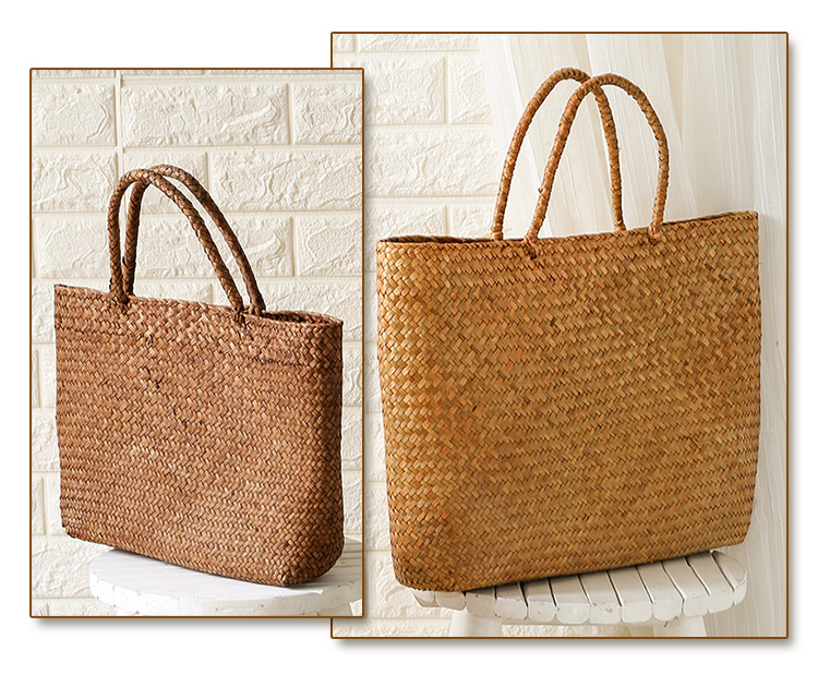 カゴバッグ 手編み風ヘリンボーン織りカゴバッグ