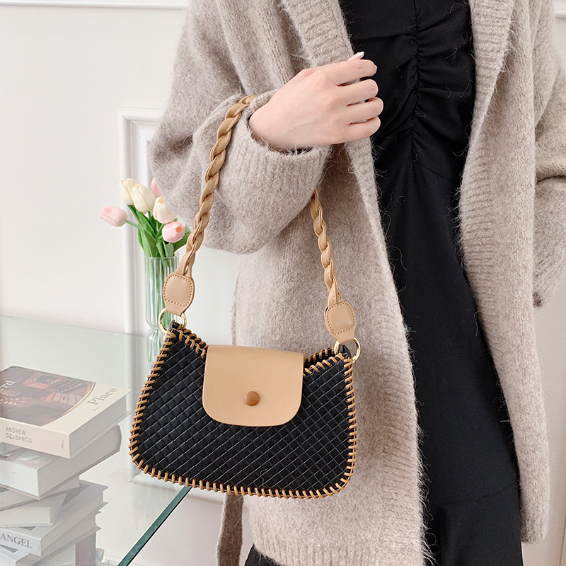 カゴバッグ 編み込みハンドル付き二重使いカゴバッグ