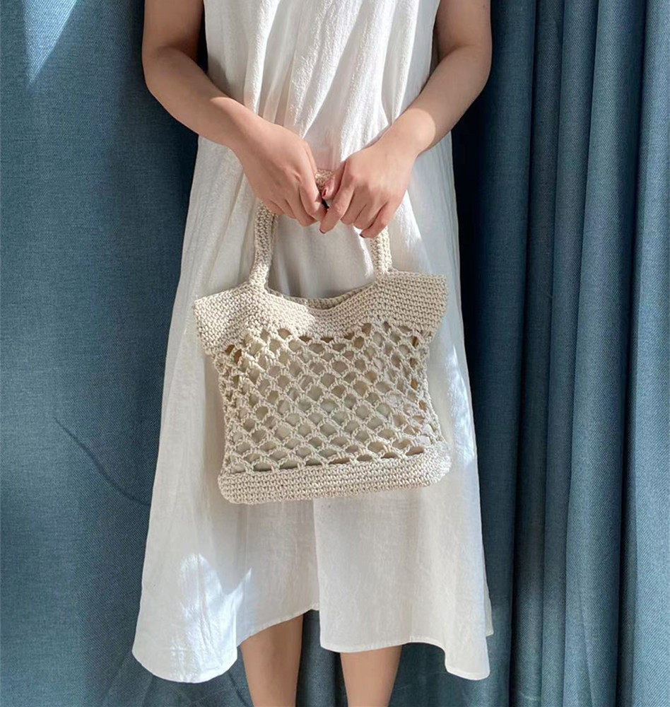 カゴバッグ 透かし編みメッシュデザインカゴバッグ