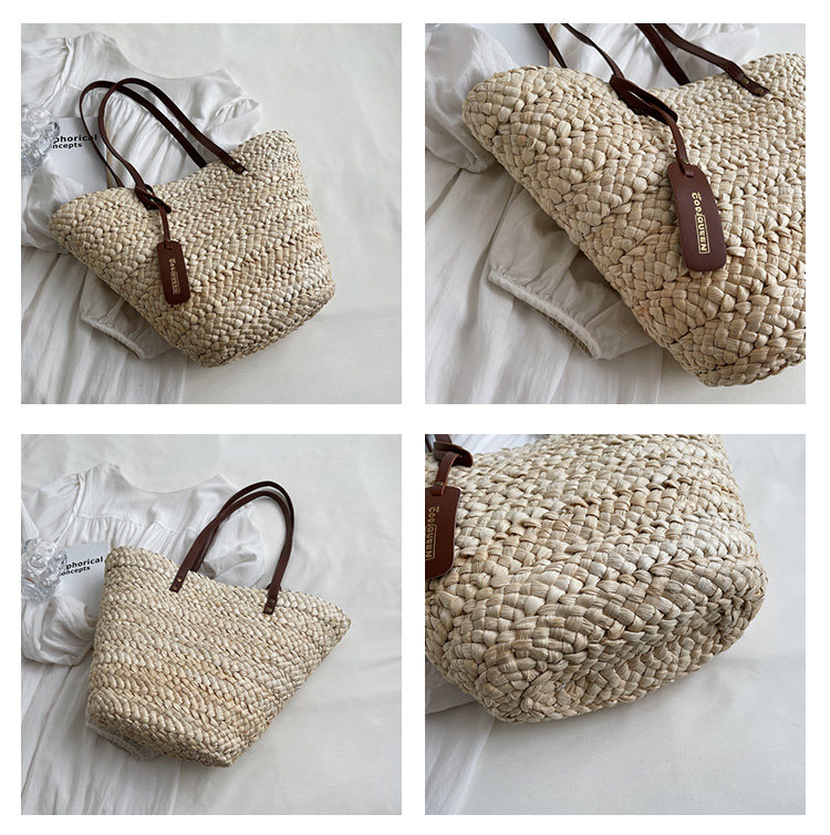 カゴバッグ 編み込みデザインの大容量トート型かごバッグ
