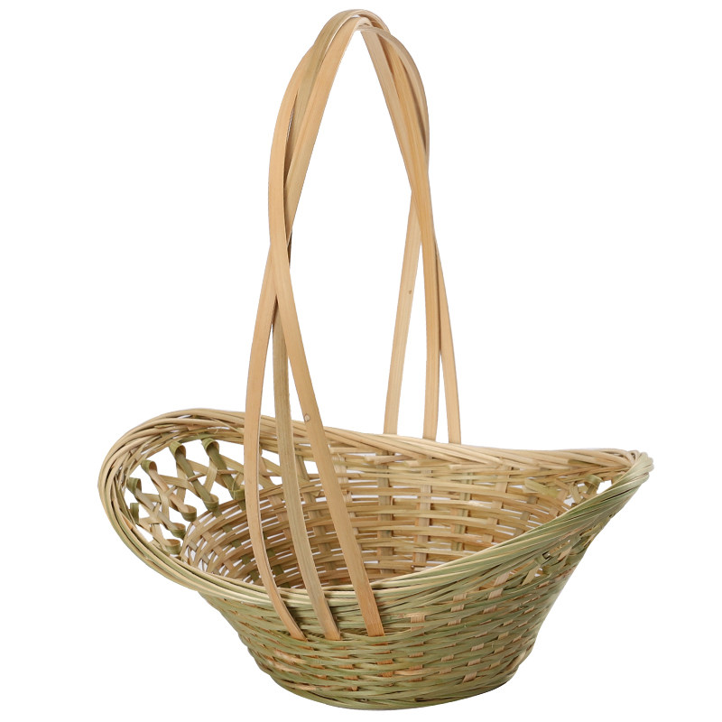 カゴバッグ 天然素材の手編み楕円型バスケット
