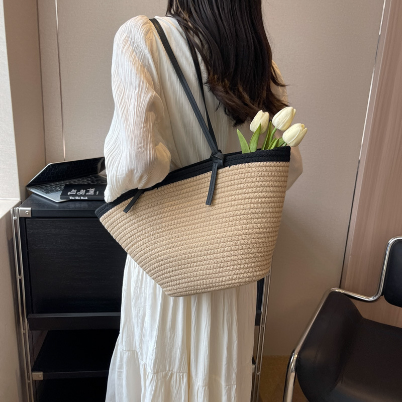 カゴバッグ ナチュラル編み目トートバスケット