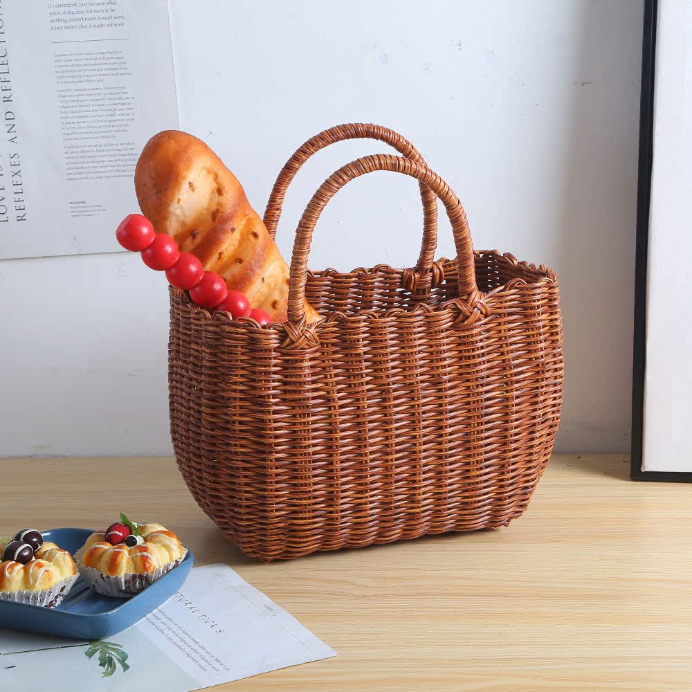 カゴバッグ 天然素材編み込み丸型持ち手付きかごばっぐ