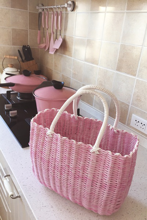 カゴバッグ 手編み風籐素材の上品ハンドバッグ型かご鞄