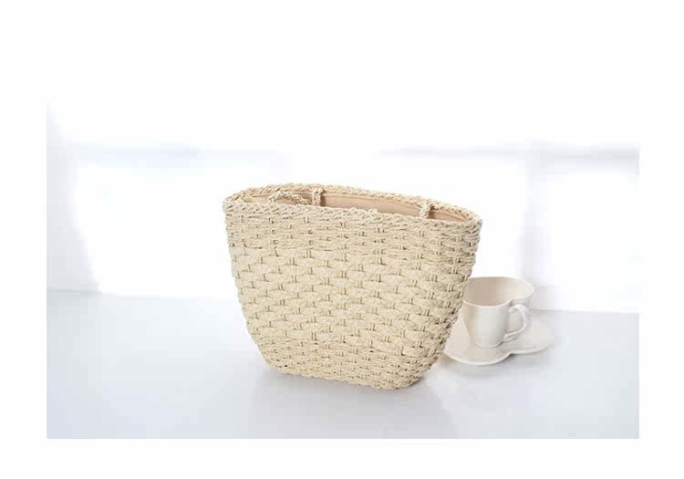 カゴバッグ 編み込み細工の台形ハンドバッグ型カゴバッグ
