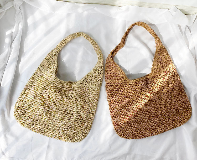 カゴバッグ ナチュラル編み込みワンショルダートート