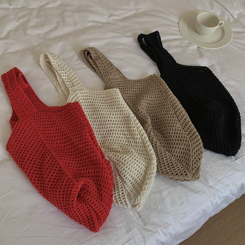カゴバッグ 透かし編み 軽やかトートバッグ