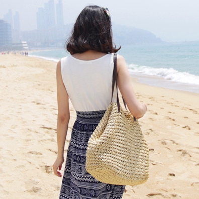 カゴバッグ 天然素材編み込み大容量トートかごばっぐ