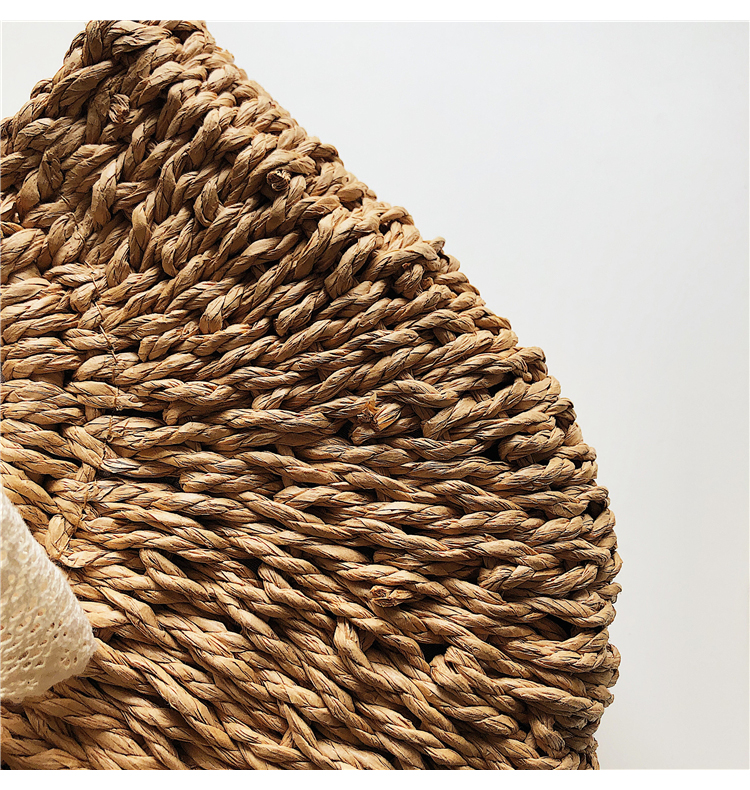 カゴバッグ 真珠チェーン付きレース装飾編み込みかご鞄