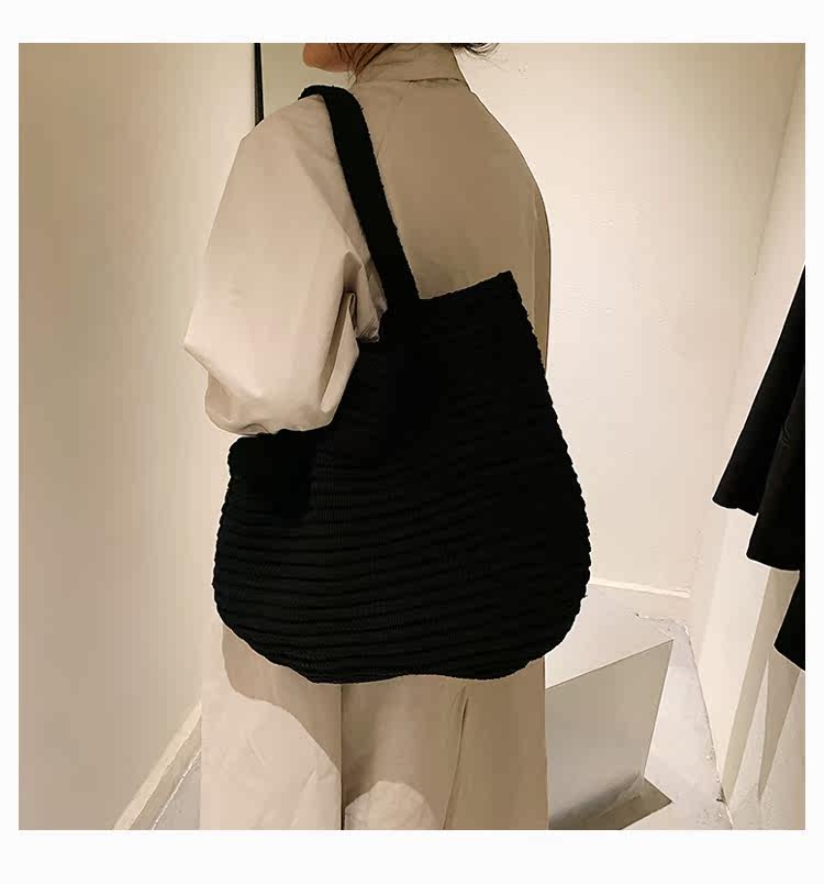 カゴバッグ リボンデザイン編み込みカゴバッグトート型