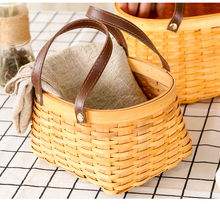 カゴバッグ 天然素材編み込み収納ハンドバッグ