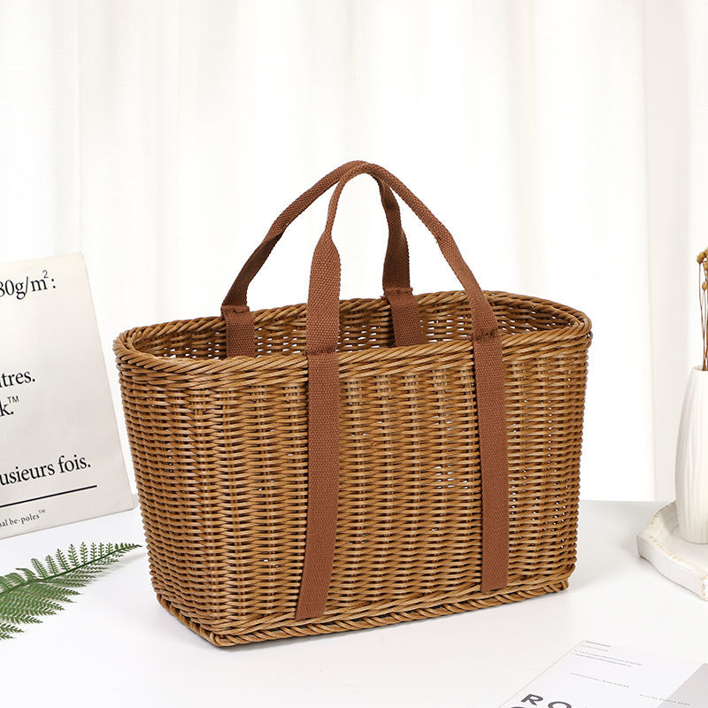 カゴバッグ 天然素材編み込み親子セットハンドバッグ