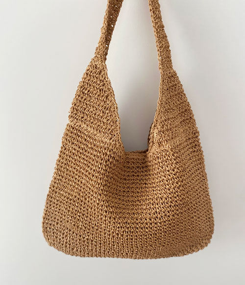 カゴバッグ ナチュラル編み込みワンショルダートート