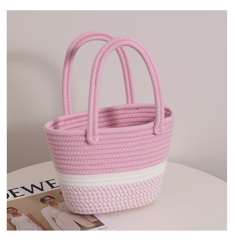 カゴバッグ コットンロープ編み込み丸底トート