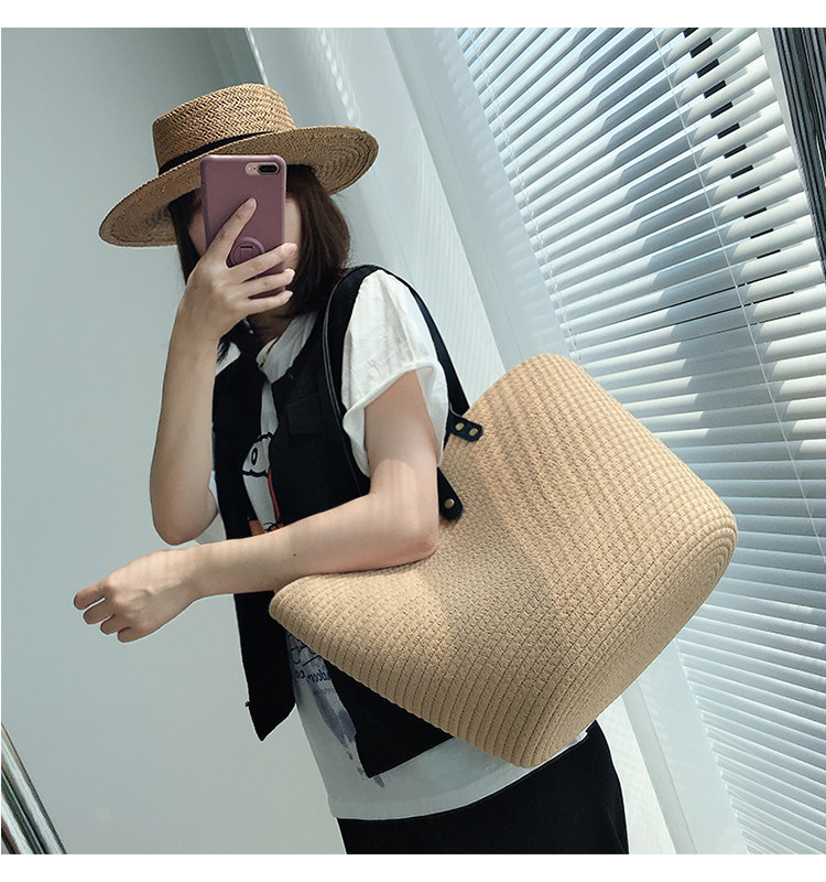 カゴバッグ スカーフ付き大容量編み込みトート