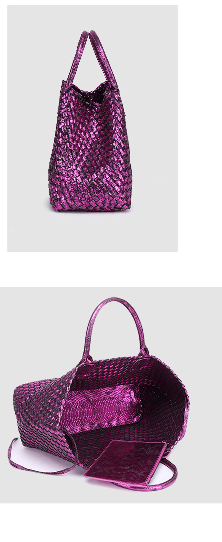 カゴバッグ 光沢編み込み大容量カゴバッグ