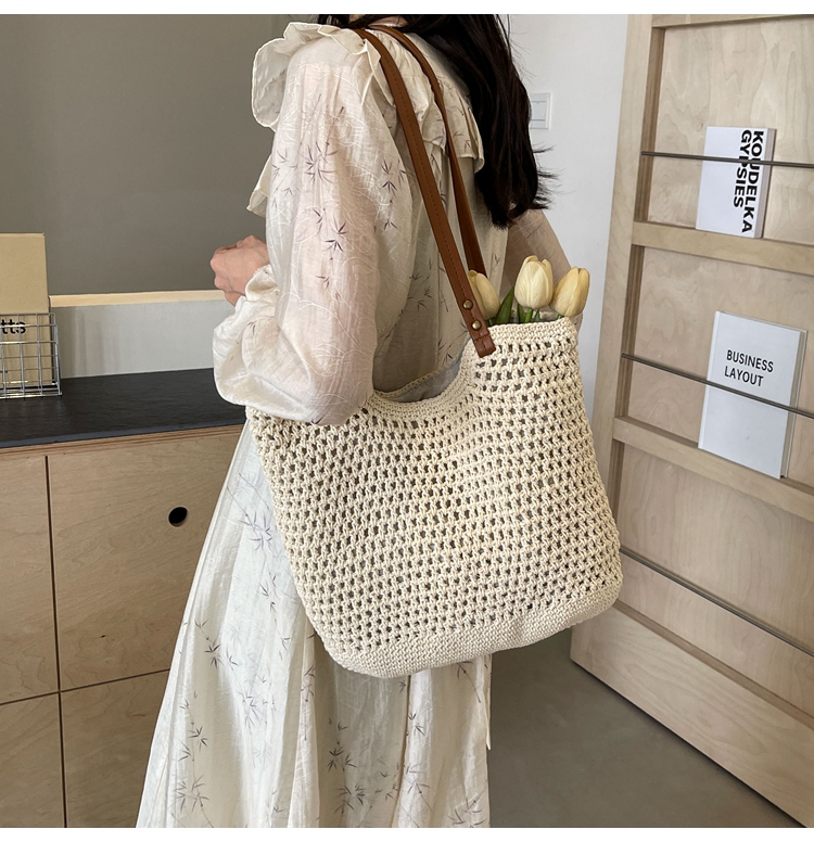 カゴバッグ 手編みメッシュカゴトートバッグ