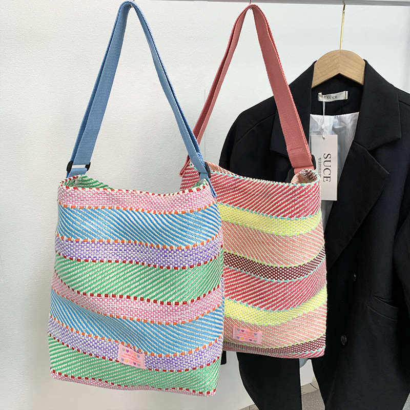 カゴバッグ パステルパッチワークショルダー
