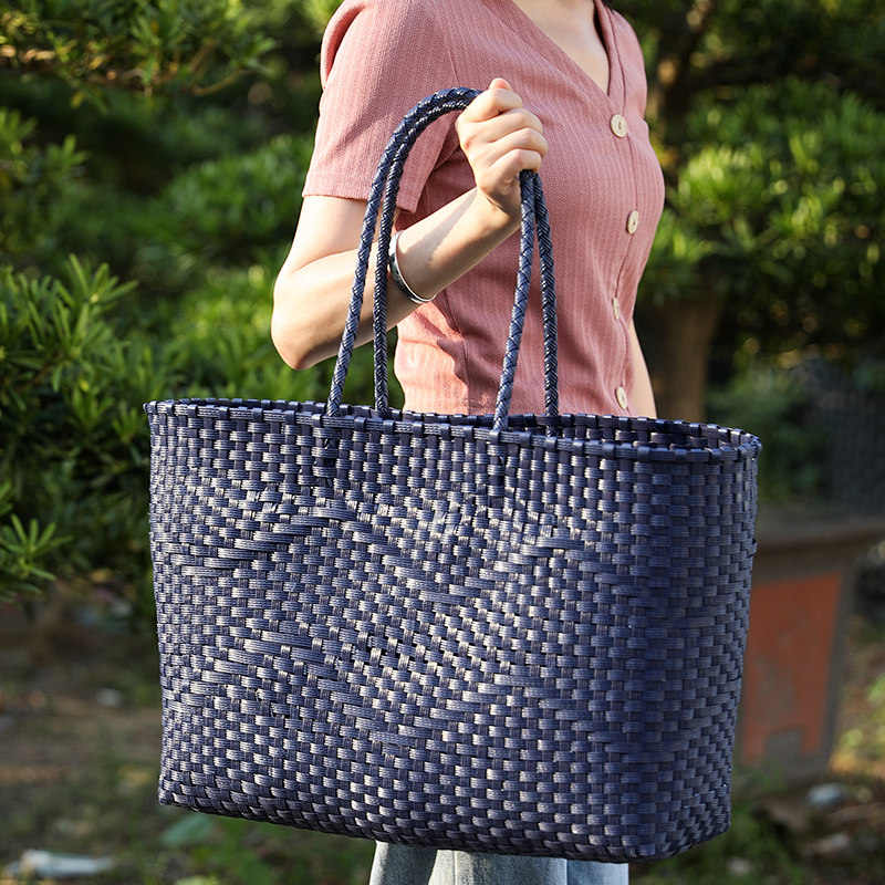 手編み風網目模様の大容量カゴバッグ