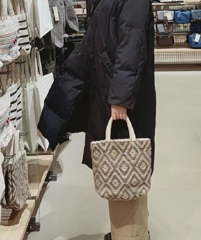 カゴバッグ 手編み模様のナチュラルカゴトート