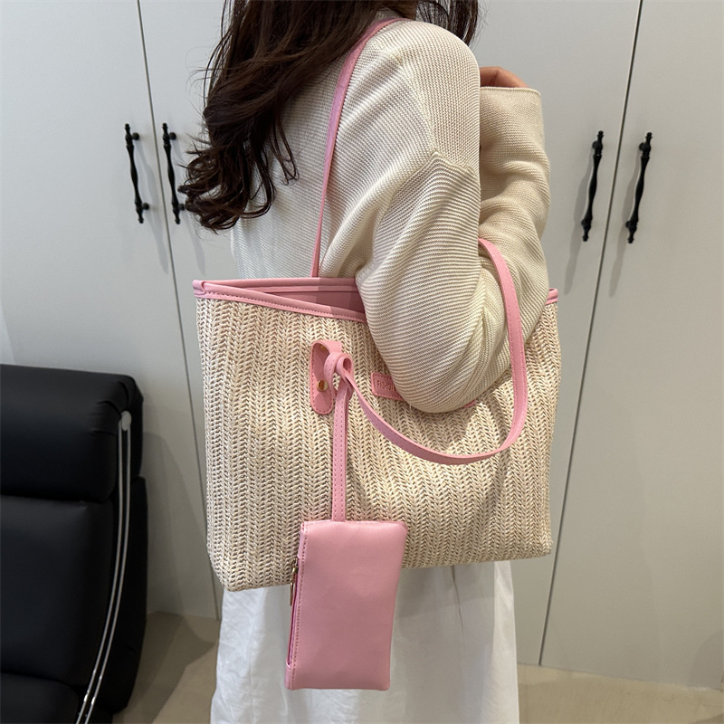 カゴバッグ ナチュラル麦わら風トートバッグ