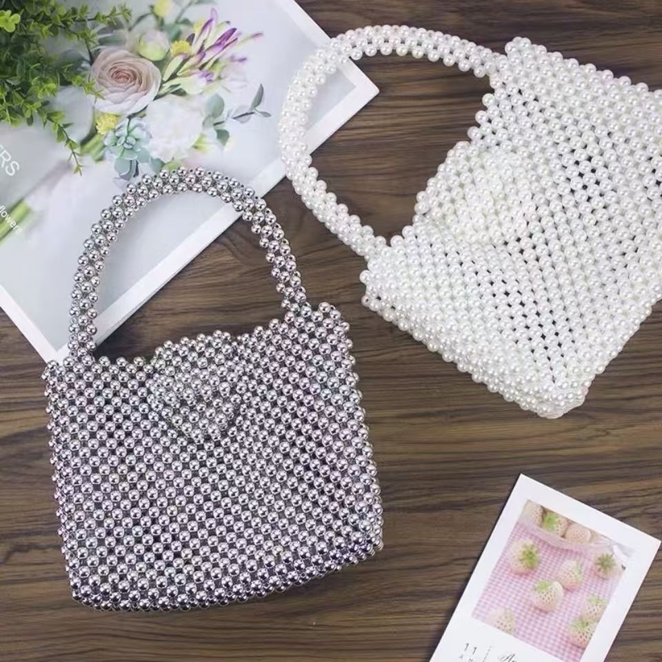カゴバッグ 華やか真珠のミニカゴハンドバッグ