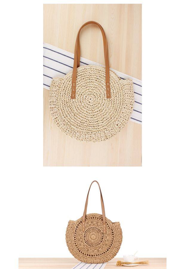 円形かぎ編み模様の大容量トート型カゴバッグ