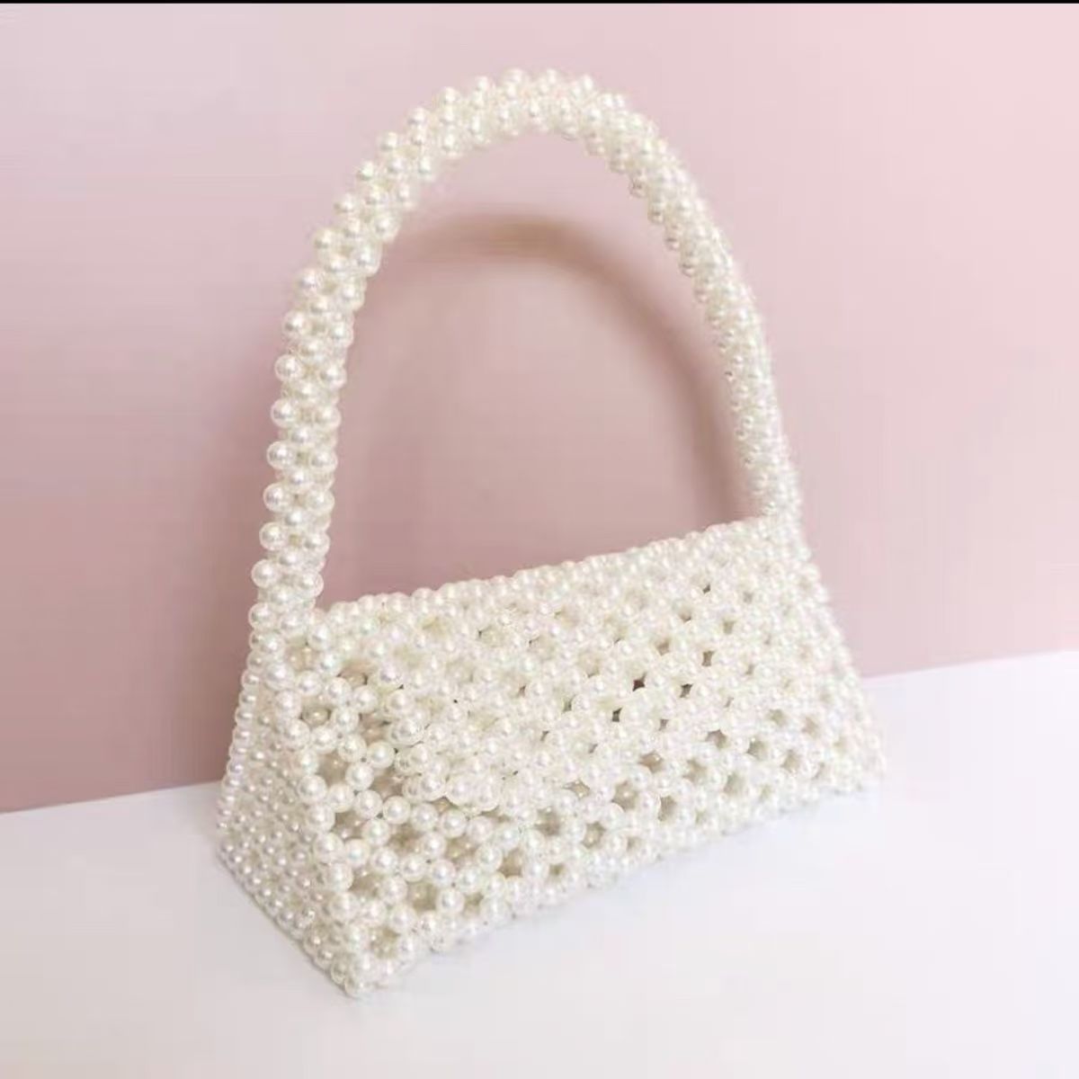 カゴバッグ 華やか真珠のミニカゴハンドバッグ