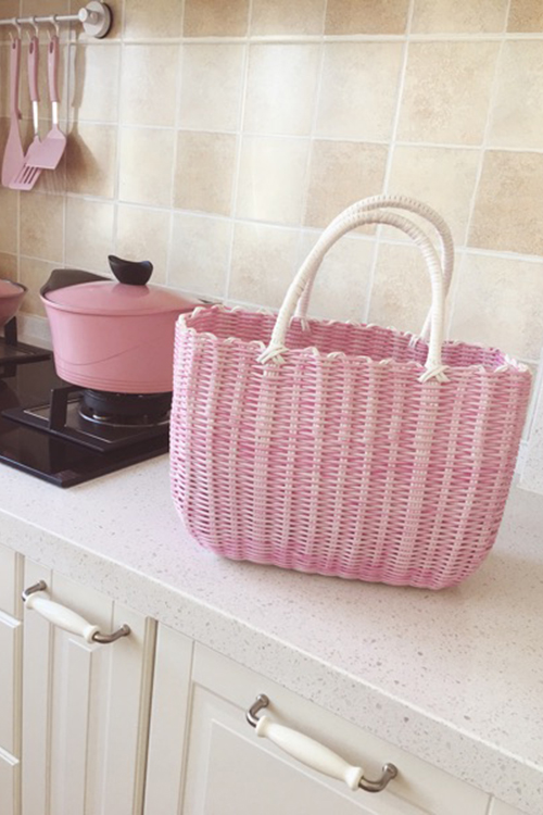 カゴバッグ 手編み風籐素材の上品ハンドバッグ型かご鞄