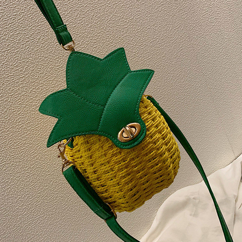 カゴバッグ パイナップル型立体デザインカゴバッグ