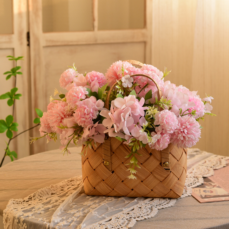 カゴバッグ 手編み風網目模様の上品なハンドバッグ型かご籠