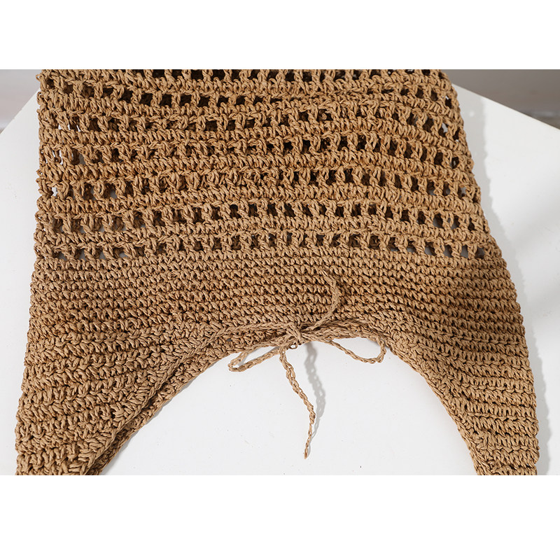 カゴバッグ 透かし編みバケツ型ショルダーかごバッグ