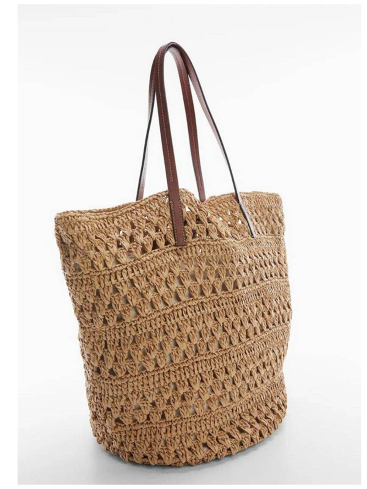 カゴバッグ 透かし編みが涼しげな天然素材のトート型バッグ