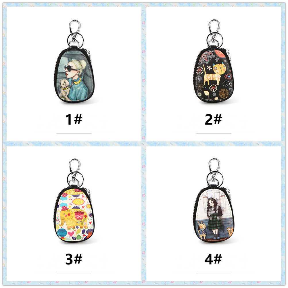 キーリング 可愛いキーチャーム付きミニポーチ 上品な小物入れキーケース