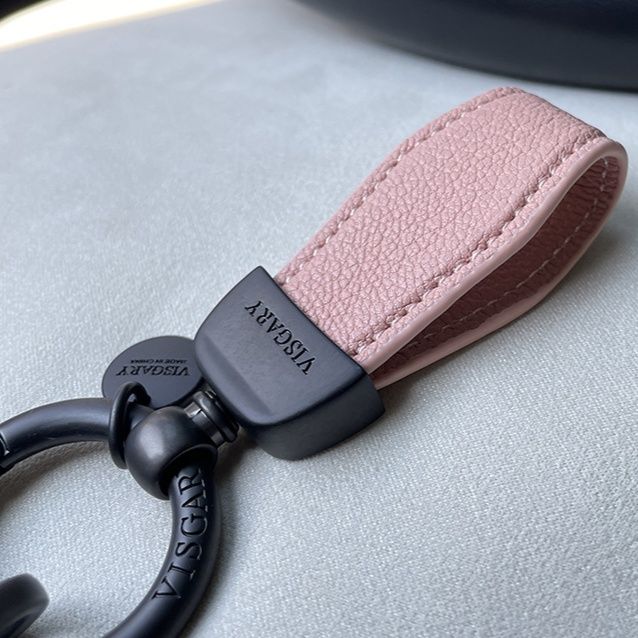 キーリング レザー山羊革ステッチ入りループ型キーリング