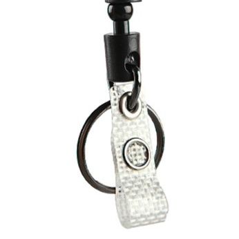 キーリング シンプル盾型リール式伸縮コード付きキーリング