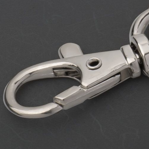 キーリング 本革レザーストラップ付き金属フック式キーリング