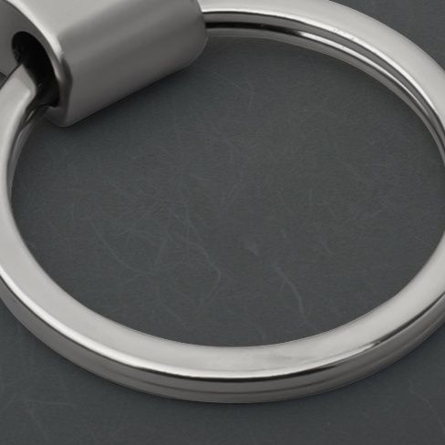 キーリング 本革レザーストラップ付き金属フック式キーリング