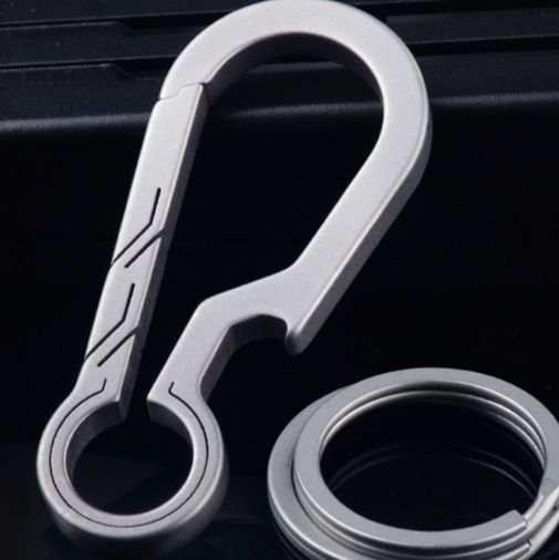 キーリング チタン合金フック型シルバーキーホルダー